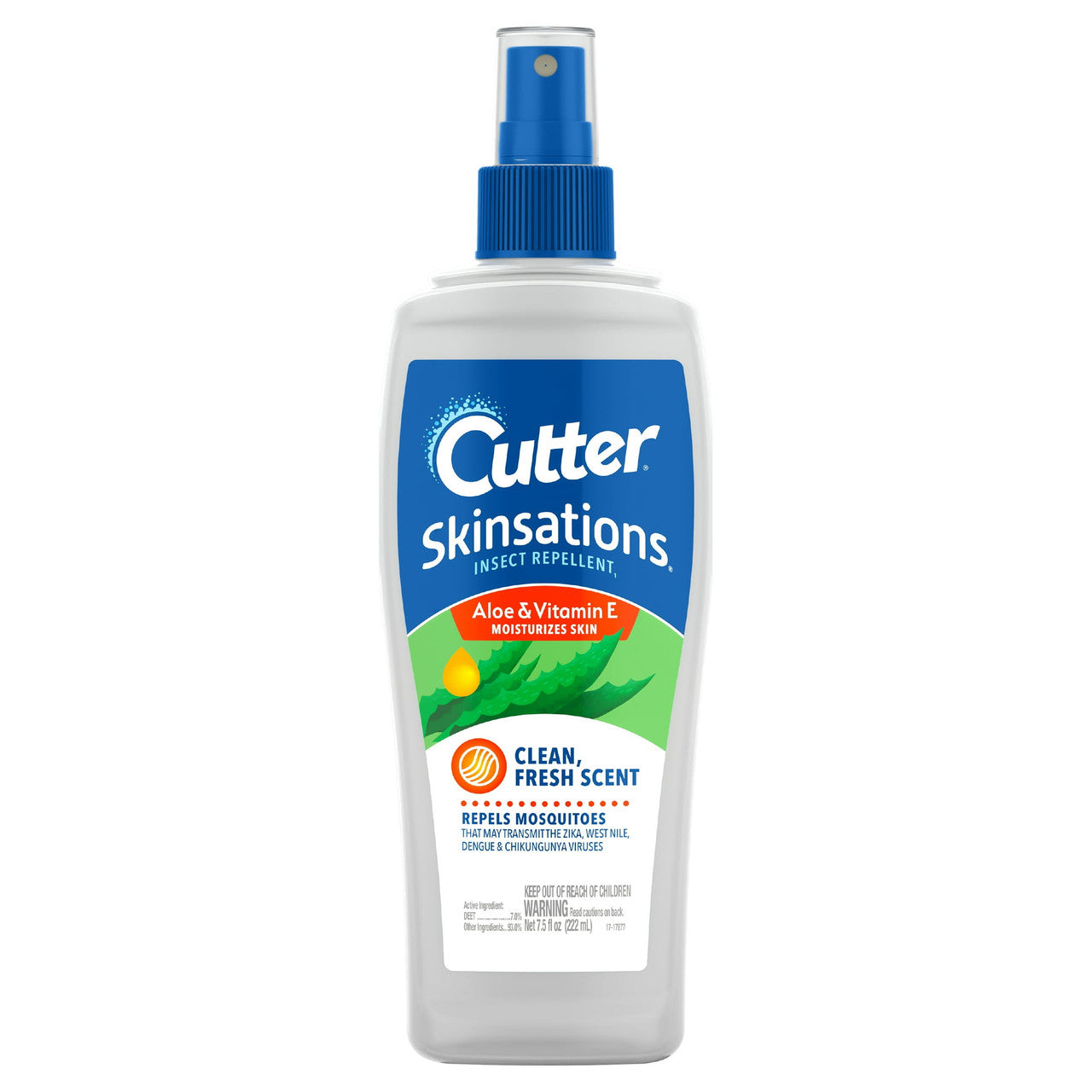 Cutter Skinsations Insect Repellent With Aloe And Vitamin E, Clean Fresh Scent, 6 Oz